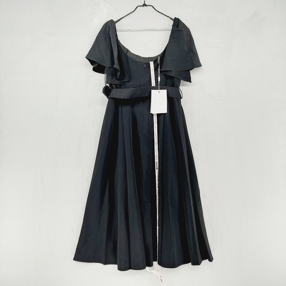 New Mac Duggal 20977 Scoop Neck Flutter Sleeve Midi Dress Z79 - Picture 5 of 9